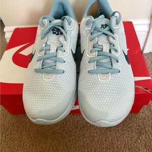 Nike Light Blue Athletic Sneakers with Navy Swoosh